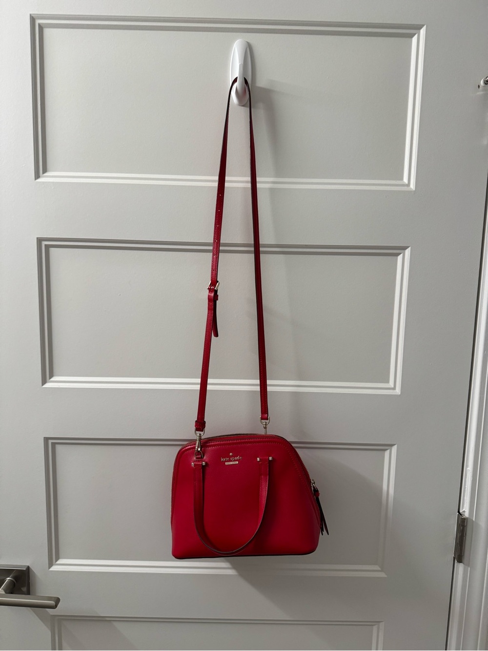 kate spade red leather crossbody satchel